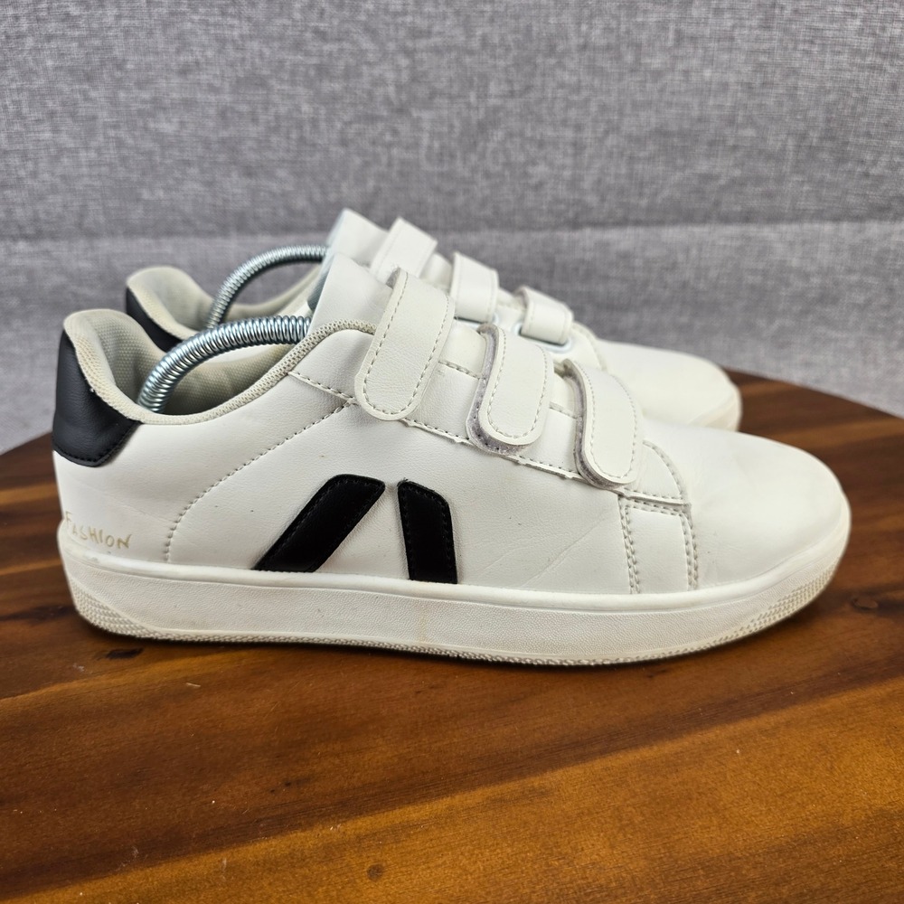 Fashion Sneakers Womens White Low Top CasualShoes Size 12 Hook & Loop